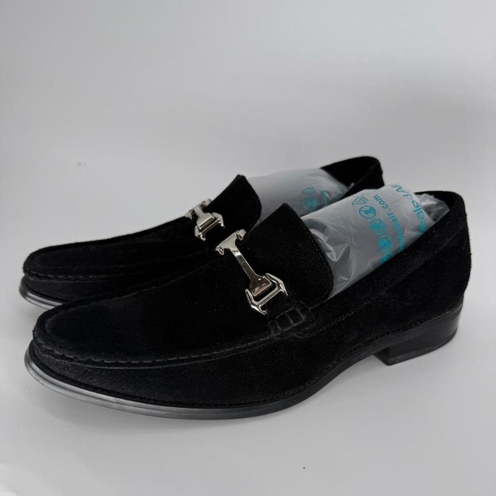 Stacy Adams Mens Black Suede Horsebit Loafers Silver Hardware 24914-008 8.5M